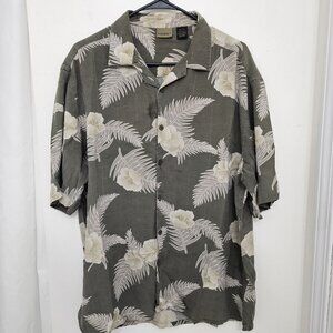 Axist 100% Silk Mens Medium Short Sleeve Button Up Shirt Blue Floral Hawaiian